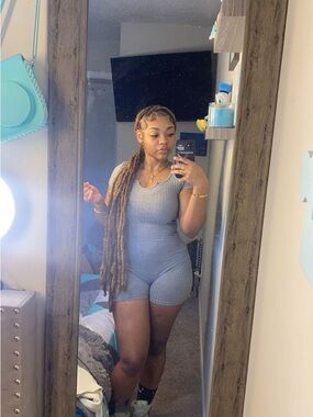 Ribbed Gray Short Sleeve Romper